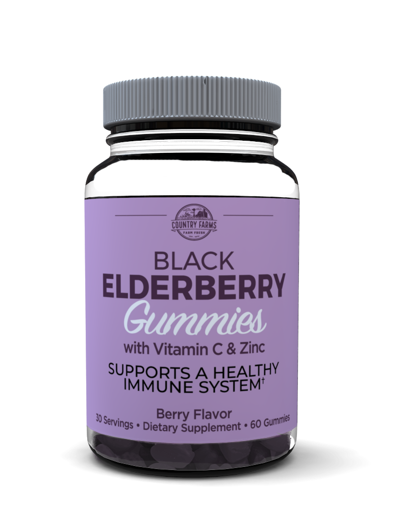 Country Farms Black Elderberry Gummies with vitamin C & Zinc, 30 Servings