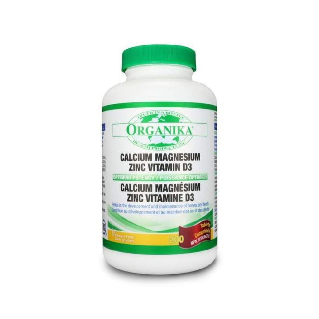 Organika Calcium Magnesium Zinc Vitamin D3, 200 Tablets