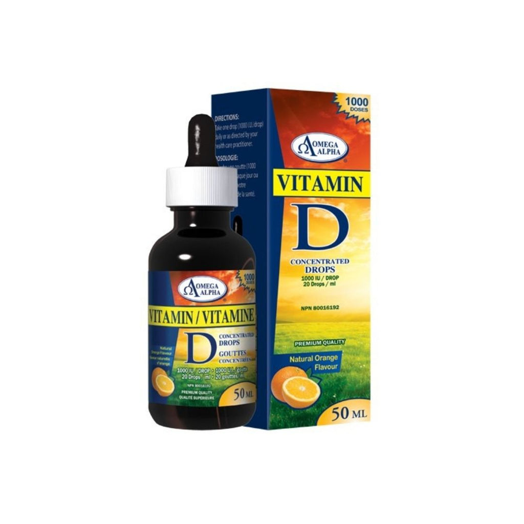 Omega Alpha Vitamin D3  Concentrated Drops 1000 I.U, 50 mL